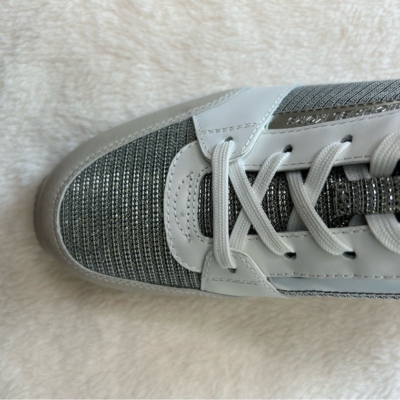 Michael Kors Tan and Silver Georgie Leather and Glitter Chain-Mesh Trainer - Picture 6 of 10